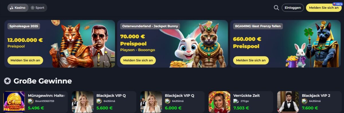 Casino-Website besuchen (z. B. FelixSpin)